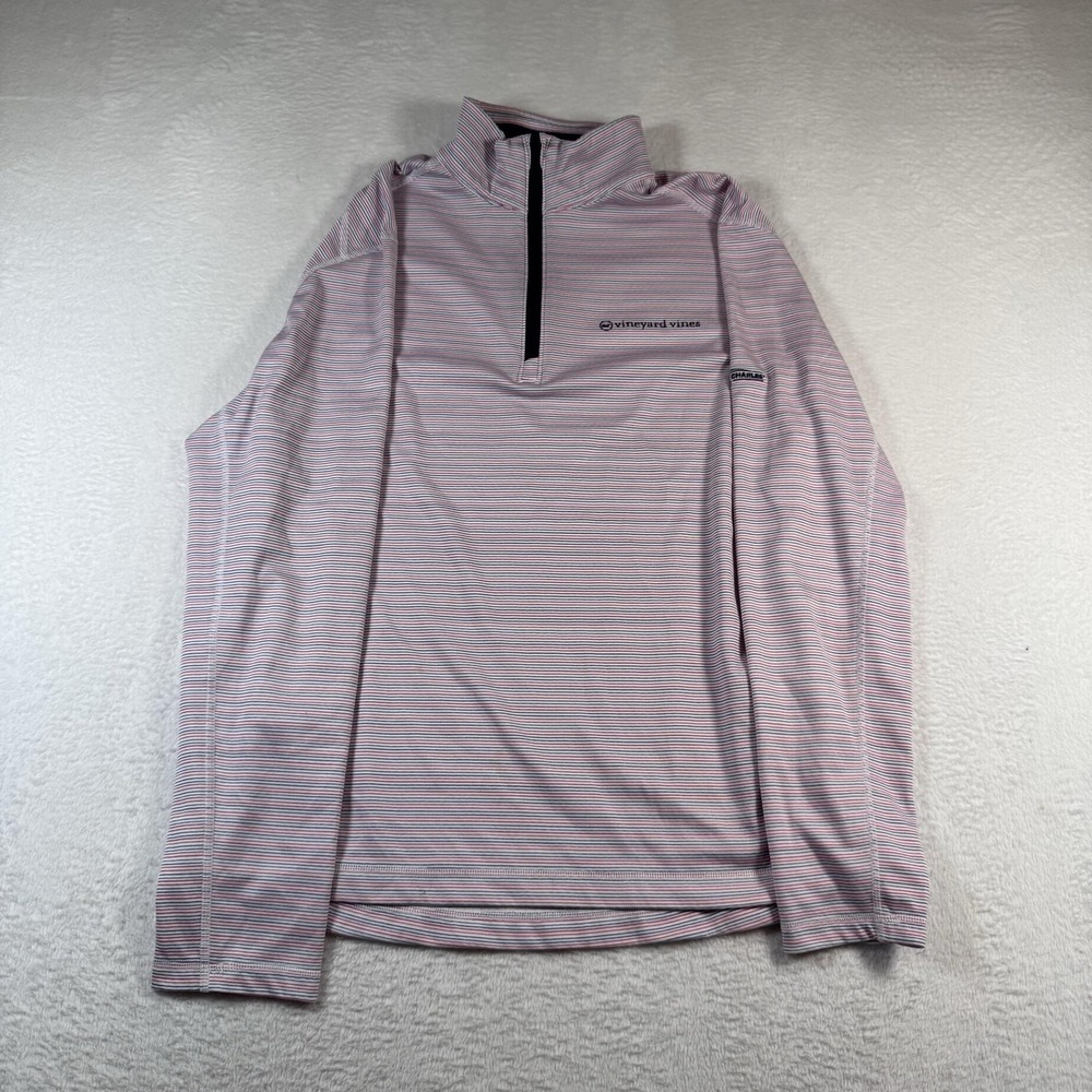 Vineyard Vines Performance Pullover Mens Large USA American Red Stripe 1/4 Zip